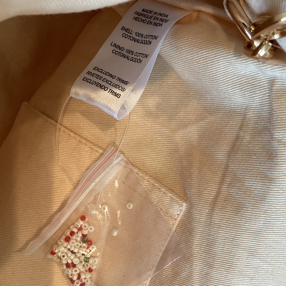 🍒Anthropologie Oversized Beaded Shoulder Bag Maeve Purse Novelty Gold Chain NEW - Picture 12 of 16
